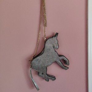 Glam, metallic unicorn pony purse